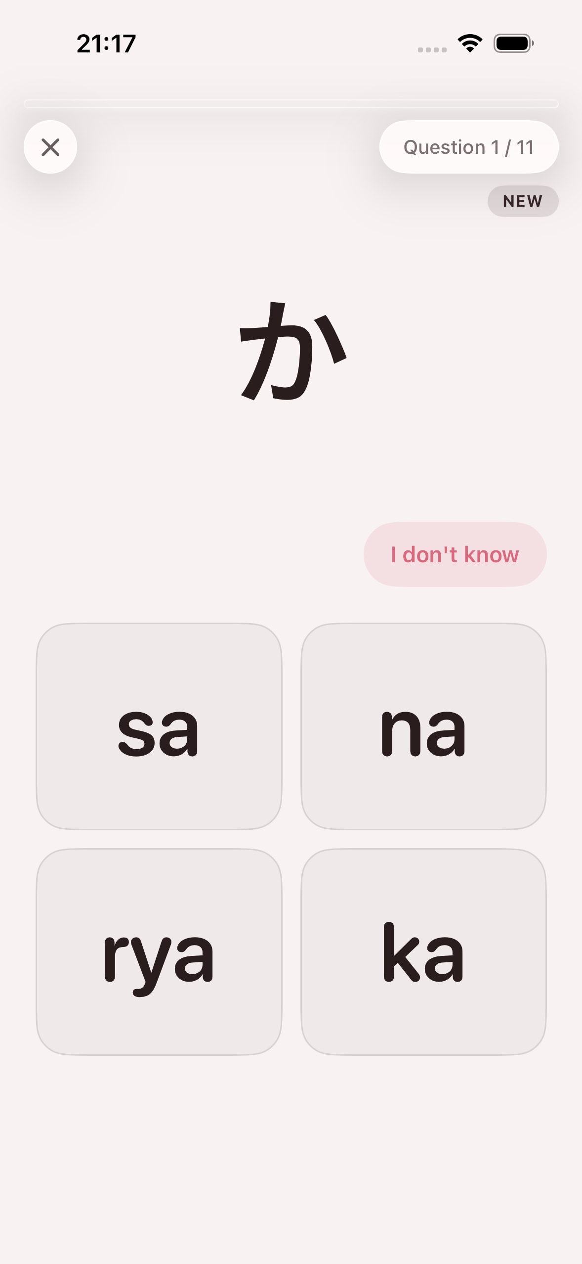 A review question: a kana with four romaji choices
